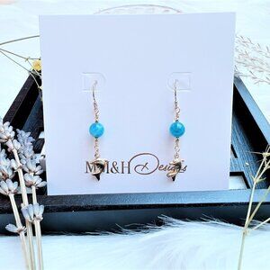 New Apatite with Dolphin Charm Earrings | Handmade in BC